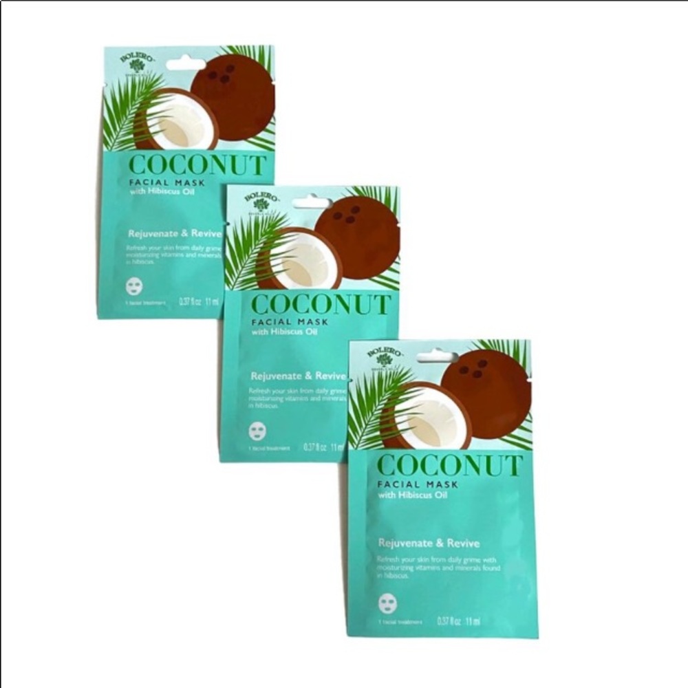 3 Bolero Coconut and Hibiscus Facial Masks With Aloe